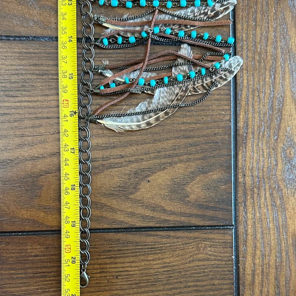 Boho Feather & Turquoise Statement Necklace - Wom… - image 3